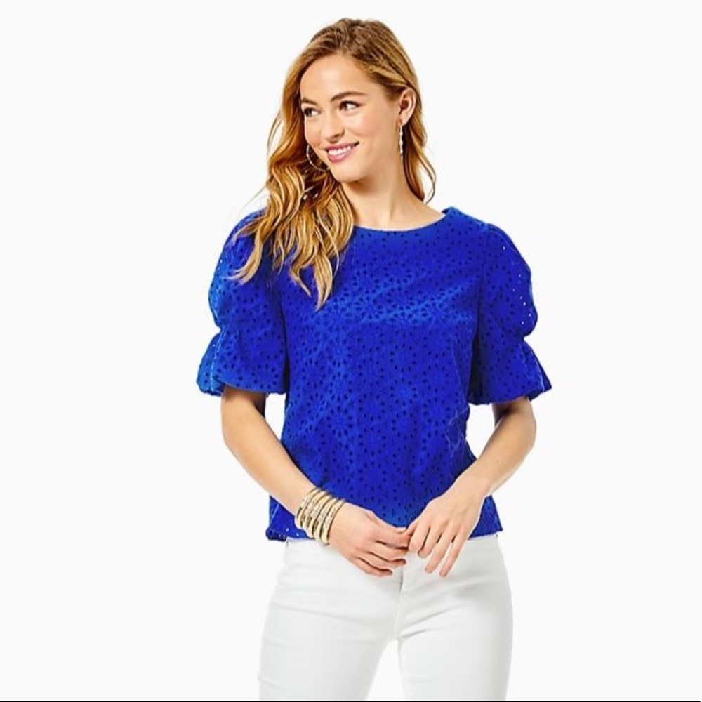 Lilly Pulitzer SHAILA TOP in Baja blue xxs new w/ tags